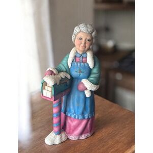 Vintage MRS. CLAUS Standing Ceramic 15" North Pole Mailbox Kitschy Christmas